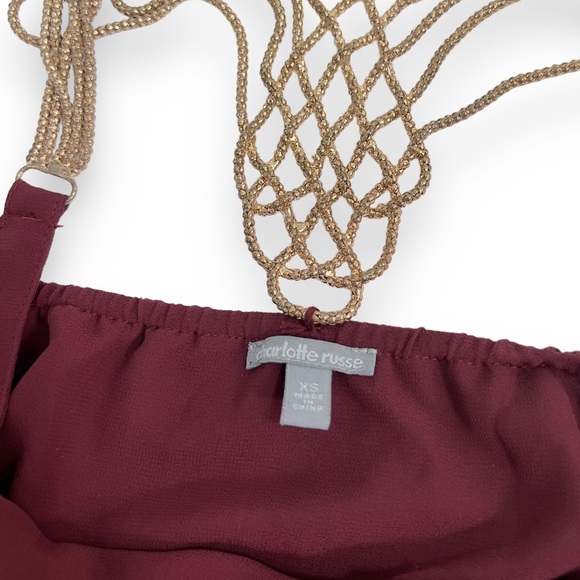 CHARLOTTE RUSSE Burgundy Double Layer Tank Top with Chain Back Straps size XS - Picture 9 of 14